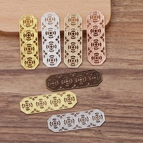 50 PCS 15x47mm Metal Brass Filigree Connectors Copper Sheet DIY Handmade Accessories For Jewelry Making
