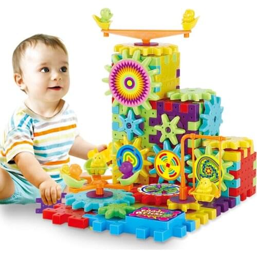 Creative Gear toys Electronic building DIY 3D Puzzle building toys learning Education toys brinquedos 81pcs