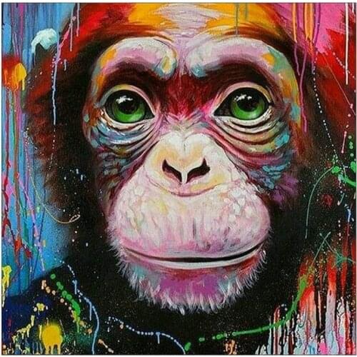 Diamond painting chimpanzee picture diy 5d diamond art painted animal full square / round mosaic canvas embroidery 20x20cm