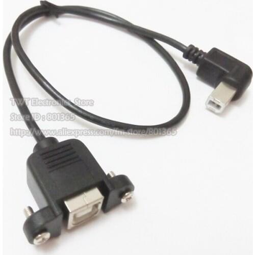 Free shipping 90 degree angled USB B Male to Female extension cable w/ screw Panel Mount,Male USB B to USB B female 2Qty