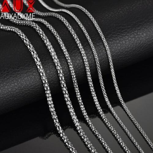 Auxauxme 2.4mm Stainless Steel Popcorn Chain Necklace For Women Men Boy Top Quality Fashion Jewelry Wholesale