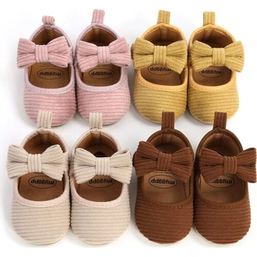 2021 Spring Baby Shoes Newborn Infant Baby Girl Boy Soft Crib Shoes Infants Anti-slip Sneaker Solid Bow Prewalker 0-18M
