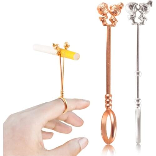 2019 New kiss Kids Cigarette Holder Ring Rack Finger Lady Smoker for Women and Men Smoking Pipe Accessories With Wooden Gift Box