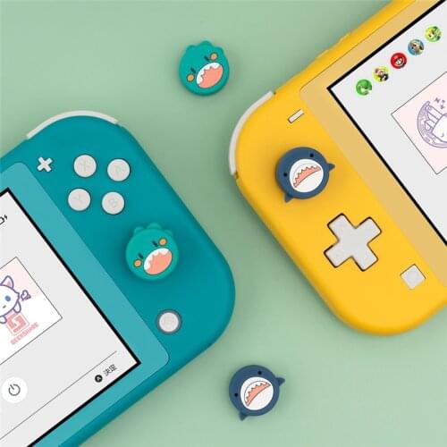 GeekShare 4Pcs Silicone Dragon and Shark JoyCon Thumb Grip Set Cute Animal Switch and Switch Lite Cover Analog Thumb Stick Grips