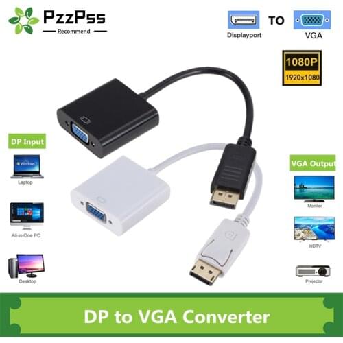 PzzPss DisplayPort Display Port DP to VGA Adapter Cable Male to Female Converter for PC Computer Laptop HDTV Monitor Projector