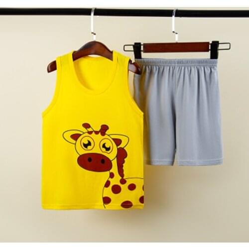Baby Clothing Set for Boys Girls Cute Summer Casual Clothes Set Giraffe Pajamas Kids Clothes Sleepwear Cartoon Pyjamas Homewear