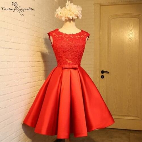 Red Bridesmaid Dresses Short A-Line Backless Lace Appliques Draped Satin Simple Maid Of Honor Dress Wedding Guest Gowns 2020