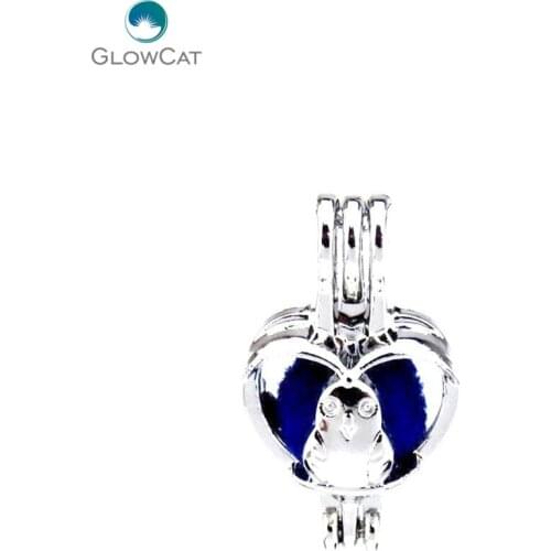 L397 5pcs/lot Bright Silver lovely Love birds Pearl Beads Cage Pendant Locket Fairytale Party Essential Oil Diffuser