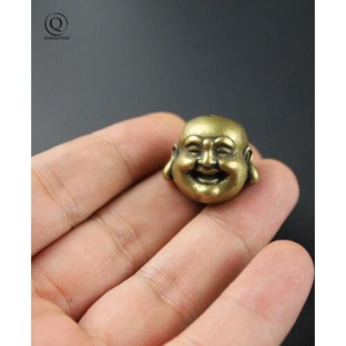 Brass Copper Beads Buddhism Beadle Head Keychains Pendant Metal Key Chain Ring For Charms Bronze People DIY Necklace Bracelet