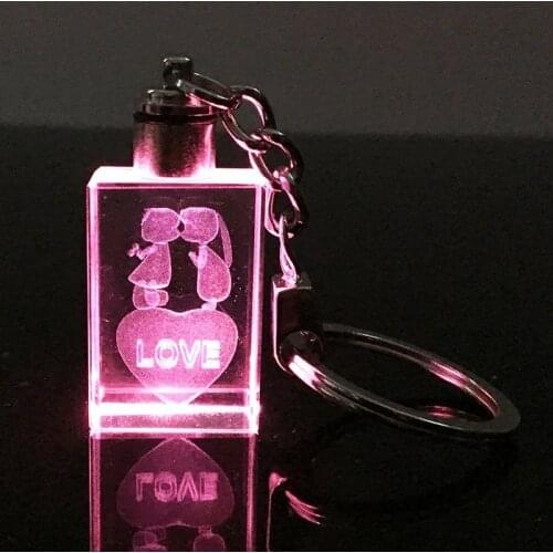 Laser Engraved K9 Crystal Photo Personalized DIY chaveiro llaveros LED Colorful Changing Porte cle Clef Anillos Souvenir Gifts