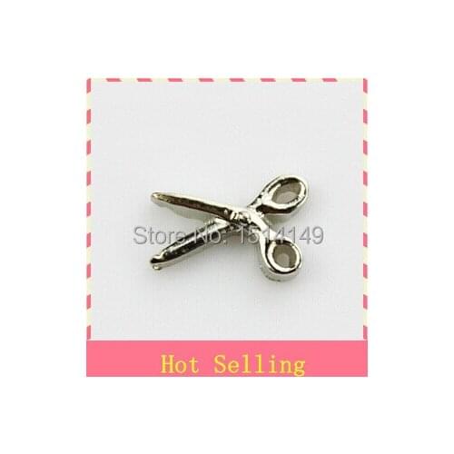 Hot selling silver scissors charm living glass floating memory charms
