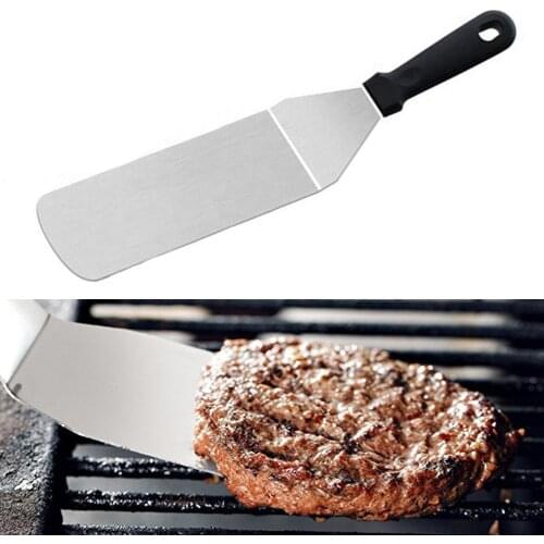 Stainless Steel Steak Fried Shovel Leaky Spatula Pizza Peel Spade Kitchen Tool Cooking Tool Non Sticky Plastic Handle