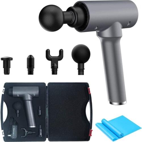 Massage Gun Deep Tissue Muscle Massager 5 Speeds One Button Control Fascia Gun Handheld Percussion Massage Gun 4 Massage Heads