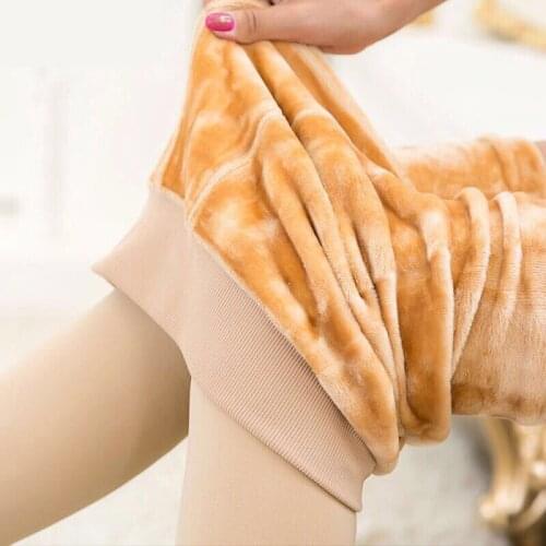 Fashion Womens Tights Plus Velvet Thicken High Elasticity Slim Fit Tights Medias Nylon Warm Female Pantyhose Solid Color Hosiery