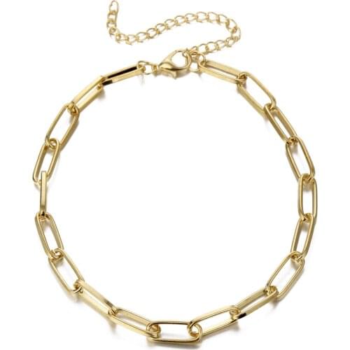 Trendy Female Pendant Gold Color Link Chain Choker Necklace for Women Girl Metal Jewelry Accessory Gift Party Wholesale