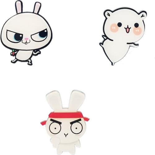 Cartoon Acrylic Animal Brooches-Cute Cunning Rabbit Brooch Pins, As A Gift For Friends And Child For Halloween And Christmas