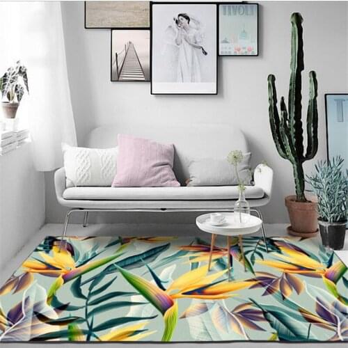 Bubble Kiss Nordic Style Green Leaf Plant Pattern Carpets For Living Room Sofa Coffee Table Area Rugs Kids Bed Room Floor Mats