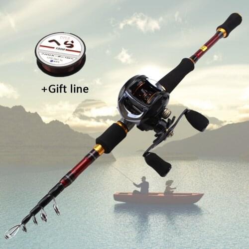 NEW 1.8M 2.1M 2.4M 2.7M Red lure Casting Rod and Casting Reels Set carbon lure fishing pole telescopic Trout rod lure
