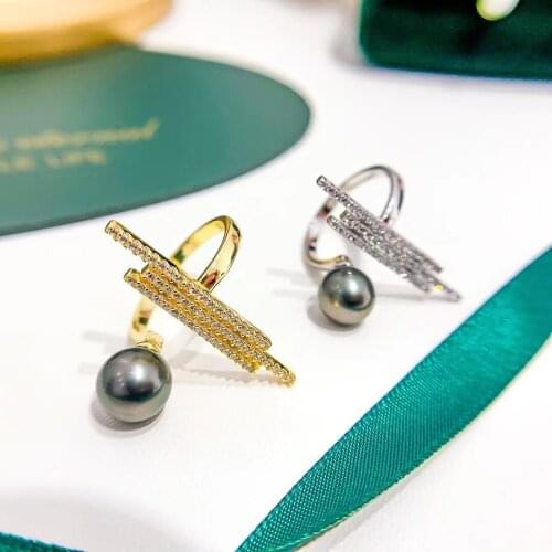 New 925 Sterling Silver Ring Finger Ring Base Settings Adjustable Ring Findings Jewelry Parts Fittings Accessories for Pearls