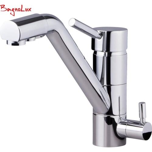 Bagnolux Polish Silver Finish Osmosis Reverse Tri Flow Water Filter Tap 3 Way Sink Mixer Three Way Kitchen Faucet 3in1 Water Tap