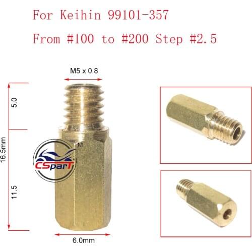 6 8 10 12 PCS M5 #100 to #200 Motorcycle For Keihin Hex 99101-357 carburetor Hexagon main injectors Nozzle PWK FCR OKO KOSO etc