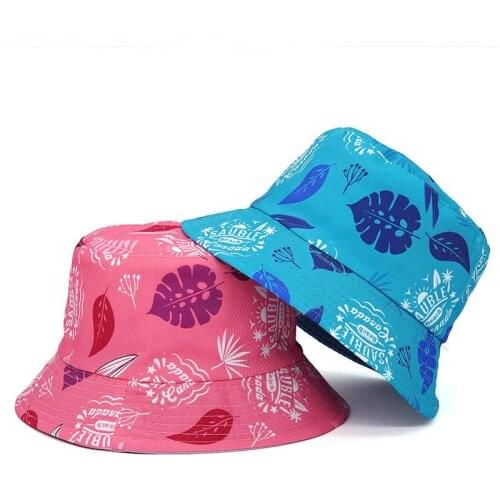2021 Cotton Fashion Joker Leaves Print Bucket Hat Fisherman Hat Outdoor Travel Hat Sun Cap Hats for Men and Women 361
