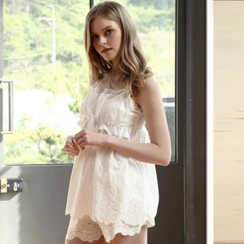 Pajama Girl Summer Cotton Princess Suspenders Sexy Ladies Palace Style Pajamas Lounge Negligee Intimate Lingerie Casual Homewear