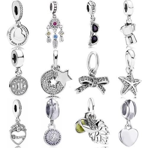 DIY Charm Celebration Stars Espresso Can Dreamcatcher Pendant 925 Sterling Silver Bead Fit Fashion Bracelet Jewelry
