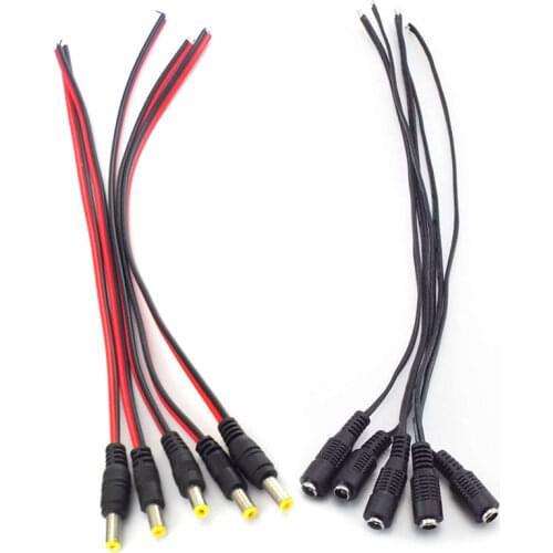 12V DC Extension Connectors Male Female jack Cable Adapter Plug Power Supply 5.5x2.1mm LED Strip Light CCTV Camera 26cm Length
