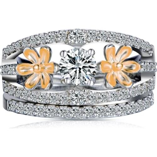 Luxury Brand Wedding Rings For Women Love Promise Fashion Ring Size 5 Girls Rings Engagement Promise Engagement Red Flower Ring