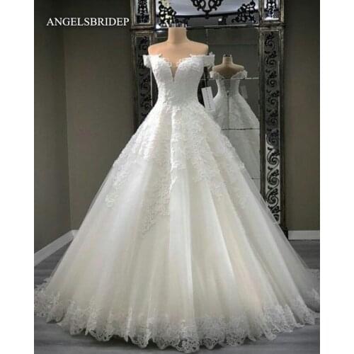 Sexy Off-Shoulder Ball Gown Wedding Dresses Vestido De Noiva Formal Sweetheart Floor-Length Applique Bride Dresses