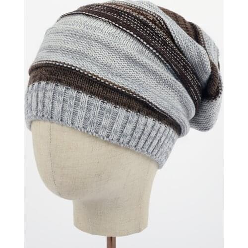 High Quality Color Matching Winter Man Woman Plus Thicken Hedging Cap 2020 New Fashion Striped Knit Beanie Hat Ski Bone