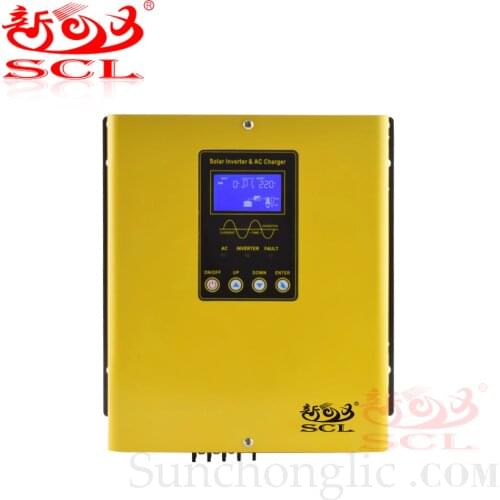 Sunchonglic 1KW 12V DC to 220V With 20A Charger and PWM Controller 30A AC Pure Sine Wave 1000W Hybrid Solar Inverter