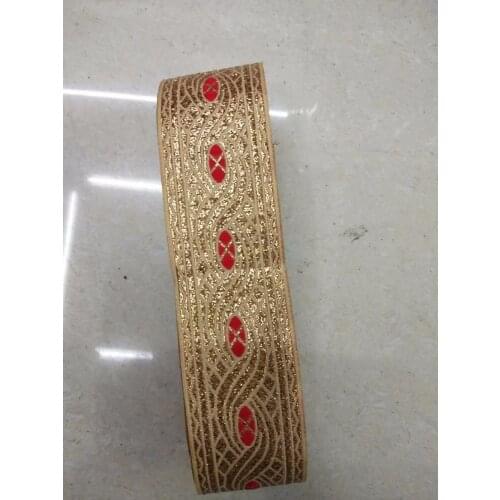 10yards/lots Woven Jacquard Ribbon 3.3cm gold background geometry pattern LS-9430