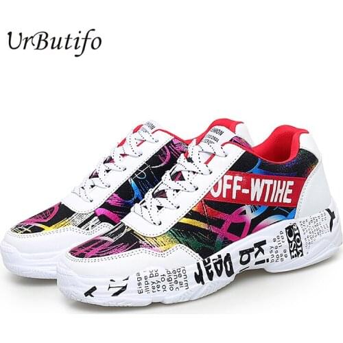 UrButifo Fashion Sneakers Graffiti Printed Woman Casual Shoes Ladies Vulcanized Shoes Lace-Up Women Sneakers Basket Femme
