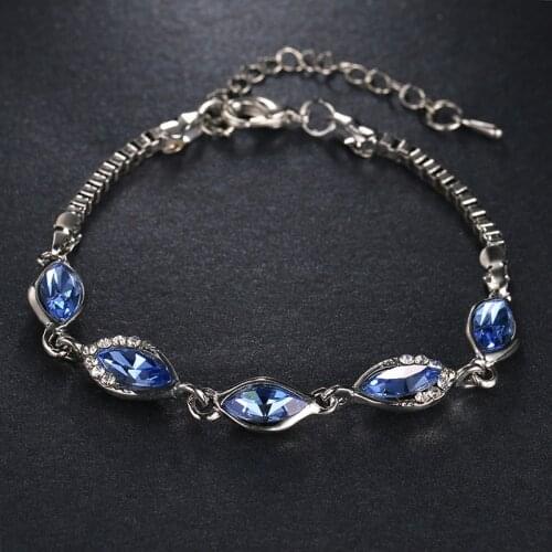 Emmaya High Quality Blue Crystal Bracelets Bangles For Women Hot Sale White Gold Color Bracelet Gift