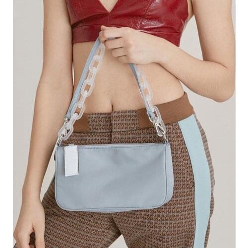 Jennie Star 2021 New Retro Acrylic Resin Chain Bag Handbags Women Fashion Baguette Bags Nylon Shoulder Bags