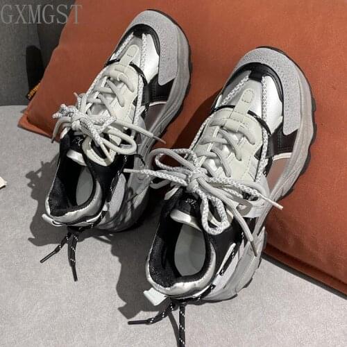 2021 New Women Black Sneakers Platform Leisure Shoes Spring Autumn Comfortable Trainers Women Fashion Chunky Vulcanize Sneakers