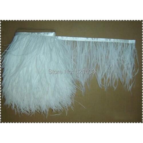 10Meters/lot! 6-8inches Height Ostrich feather fringe costume applique ribbon trimming clothing trim white colour freeshipping