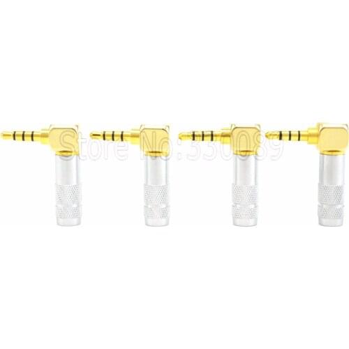 100 pieces 90 degree L Shape mini plug 3.5mm 4pin Male stereo phono Adapter