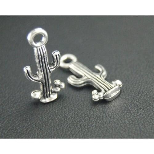 50pcs Silver Color Cactus Charms Pendants For Jewelry Making DIY Handmade Craft 9x20mm A1867