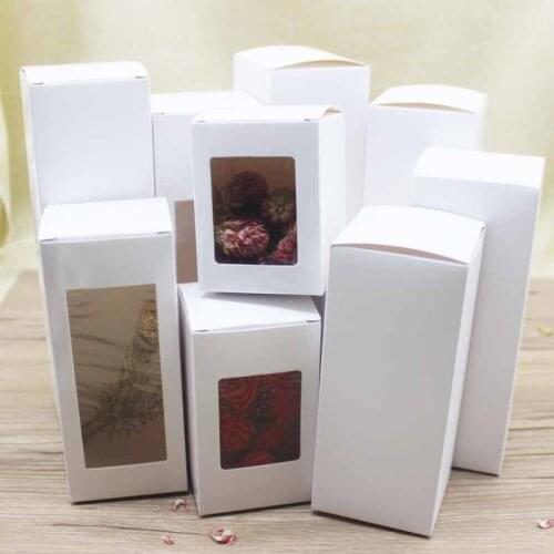 50pcs 6size retangular gifts package boxes 6x6x8/10/14/18/16/20cm paper box white home party suppiles favors box