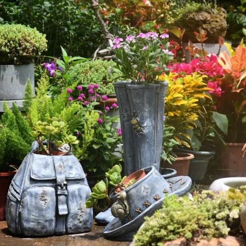 American Denim Backpack Shoes Cement Flower Pot Succulents Plant Outdoor Garden Figurines Decoration Courtyard Sculptures Crafts