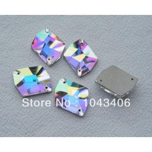 Free shinpping Wholesale16*21MM 100pcs/lot sew-on crystal rhinestone flatback AB color garment sewing accessories very shine