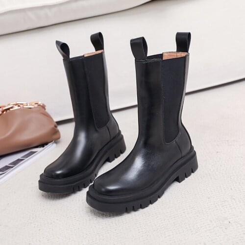 Boots For Women Black Large Size Motorcycle Boots Increase Comfortable Leather Boots Women Spring