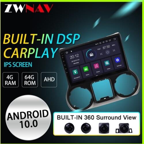 For Jeep grand wrangler 2011-2016 auto radio no DVD Player Android 10 4GB+64GB 360 Surround View