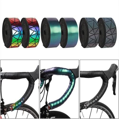 Road Bike Bicycle Handlebar Tape Reflective Non-Slip Cycling Handle Bar Tape Belt Wrap Cycling Handlebar Tapes Fixing Straps