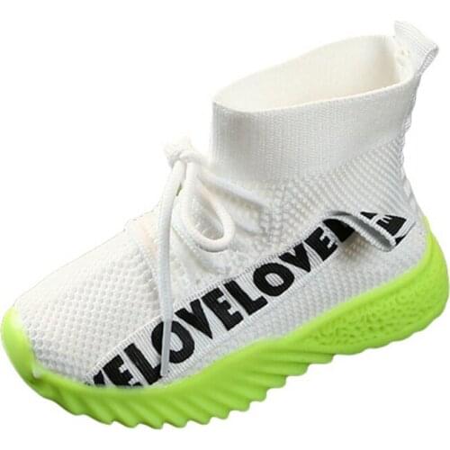 Baby Boys Girls Breathable Anti-Slip Letter Print Shoes Sneakers Toddler Soft Soled Lace-Up First Walkers