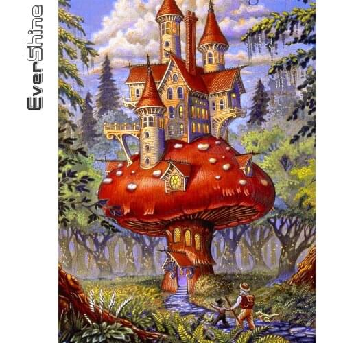 Evershine Diamond Painting Mushroom House New Arrival Diamond Embroidery Landscape Cross Stitch Mosaic DIY Art Handmade Gift