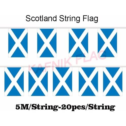 KAFNIK,5 meters 20 faces 14*21CM Scotland String Flag Banner Bar For Party Decoration/World Event Carnival Decor